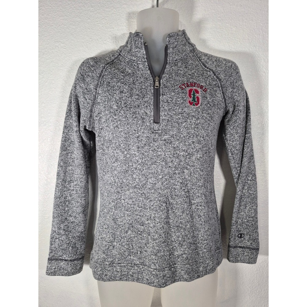 Champion Stanford Cardinals Womens Small Grey Marl Quarter Zip Pullover C7061947